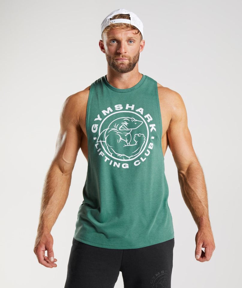 Camiseta Tirantes Gymshark Legacy Drop Arm Hombre Verde | ES3285-HY