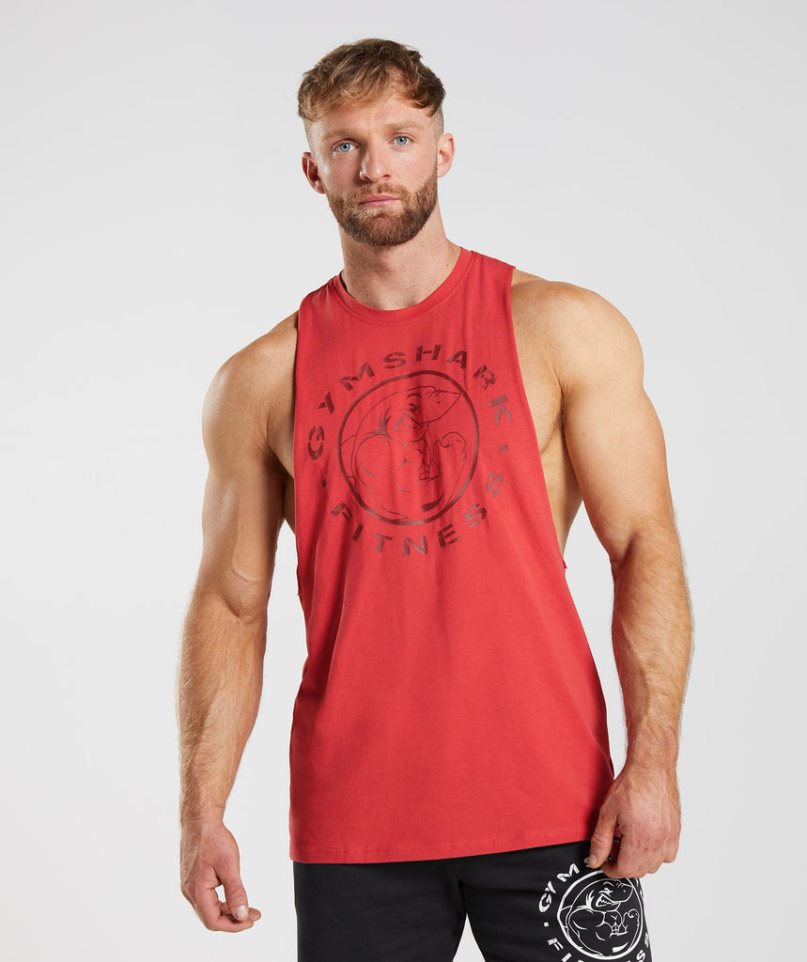 Camiseta Tirantes Gymshark Legacy Drop Arm Hombre Rojas | ES3710-TK