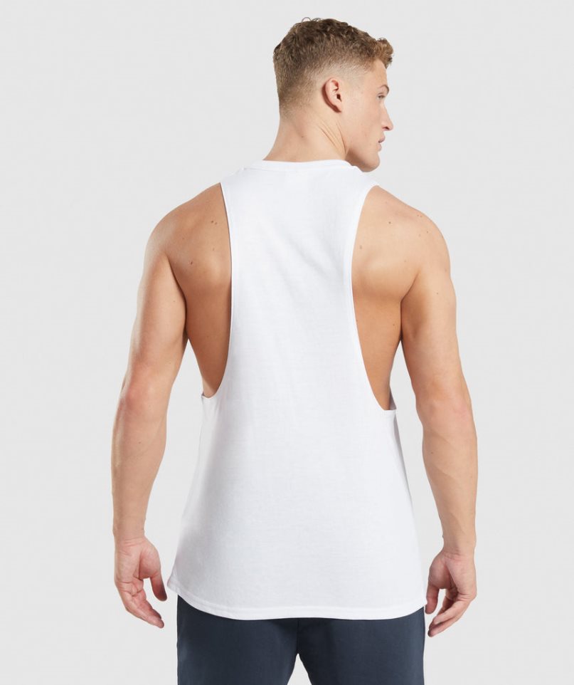 Camiseta Tirantes Gymshark Legacy Drop Arm Hombre Blancas | ES7460-MC