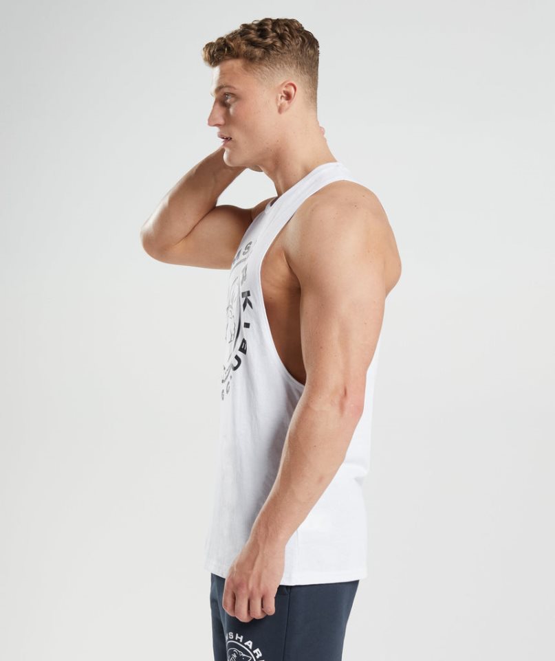 Camiseta Tirantes Gymshark Legacy Drop Arm Hombre Blancas | ES7460-MC