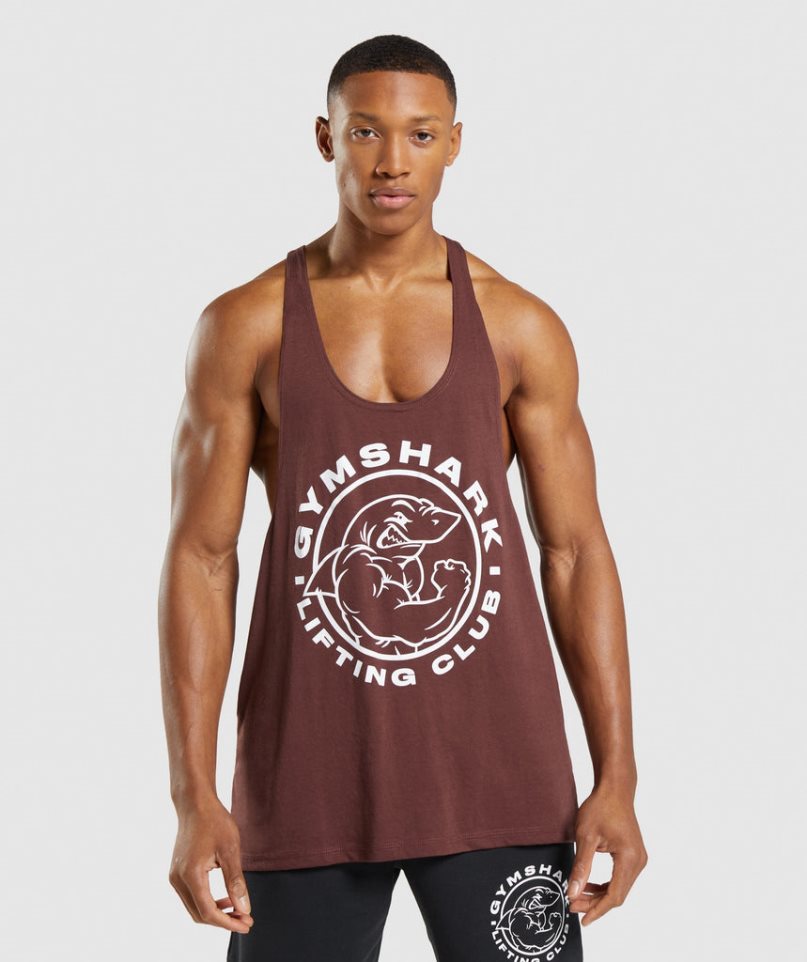 Camiseta Tirantes Gymshark Legacy Stringer Hombre Burdeos | ES4396-VY