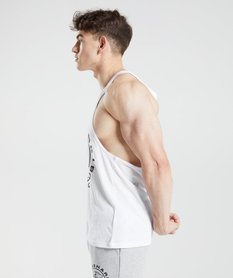 Camiseta Tirantes Gymshark Legacy Stringer Hombre Blancas | ES8625-XA