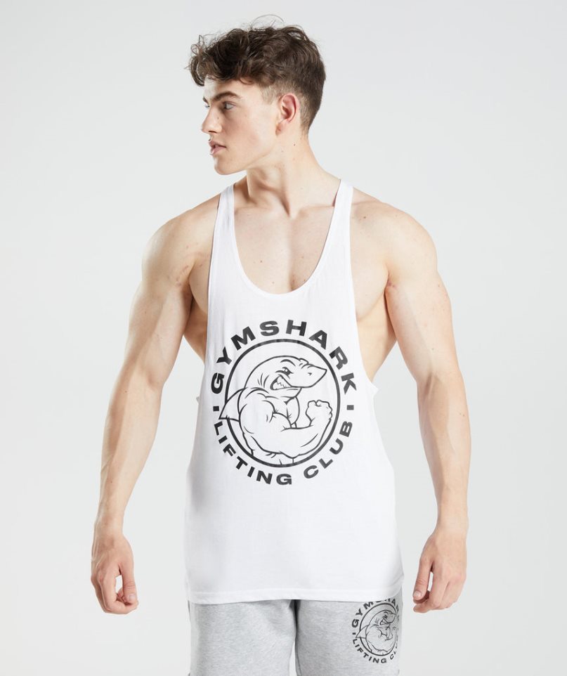 Camiseta Tirantes Gymshark Legacy Stringer Hombre Blancas | ES8625-XA