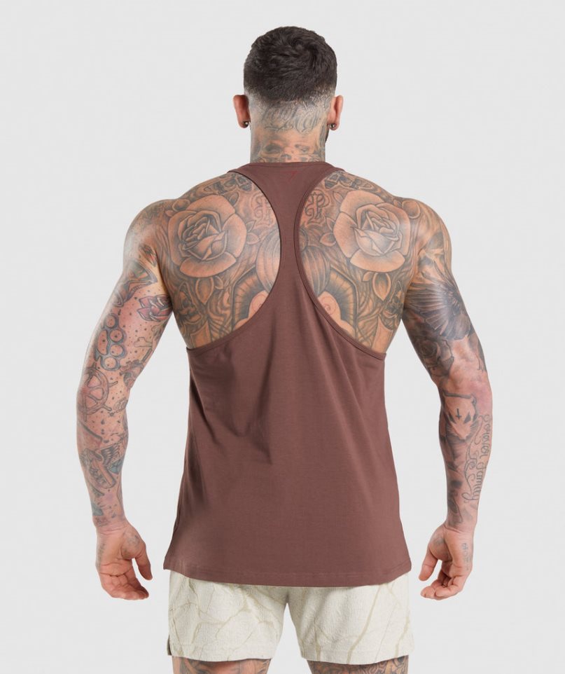 Camiseta Tirantes Gymshark Power Stringer Hombre Marrones | ES2863-DI