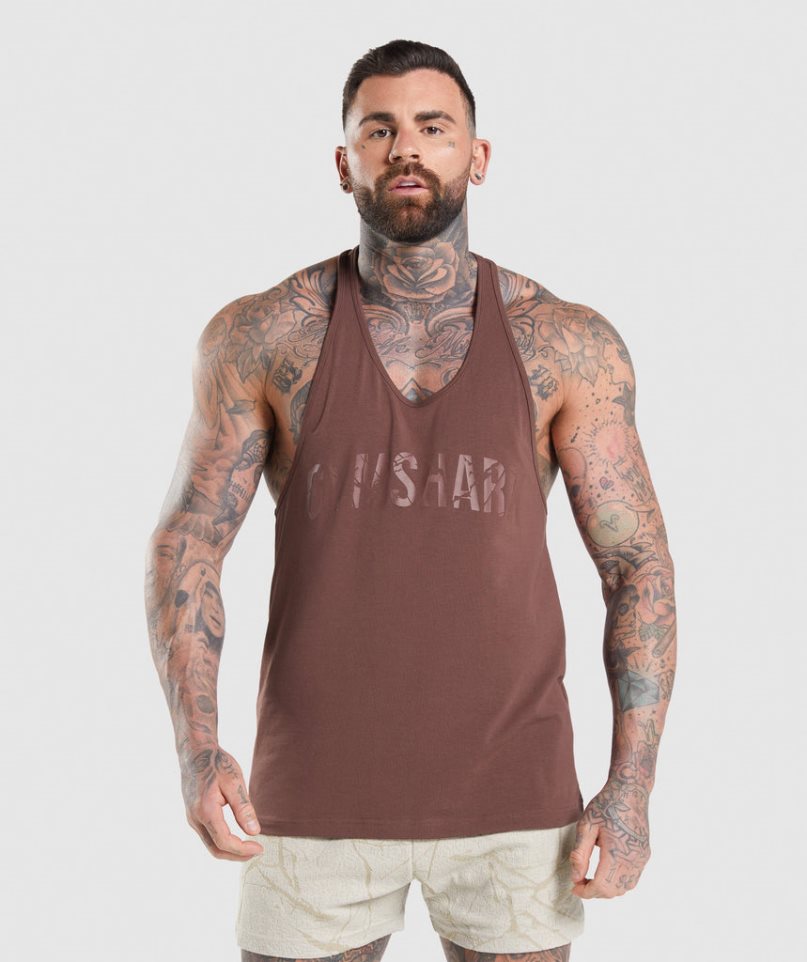 Camiseta Tirantes Gymshark Power Stringer Hombre Marrones | ES2863-DI