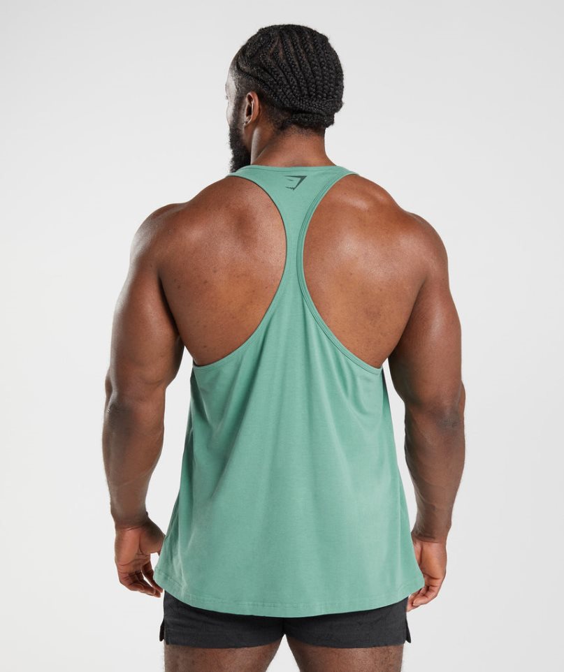 Camiseta Tirantes Gymshark Power Stringer Hombre Verde | ES3285-TD