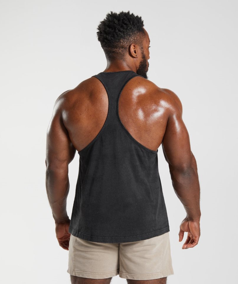 Camiseta Tirantes Gymshark Power Washed Stringer Hombre Negras | ES4927-DU