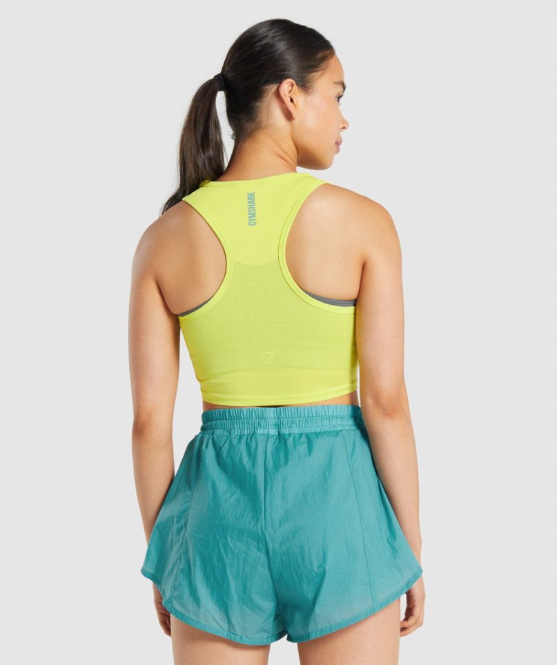 Camiseta Tirantes Gymshark Pulse Crop Mujer Amarillo | ES5130-PX