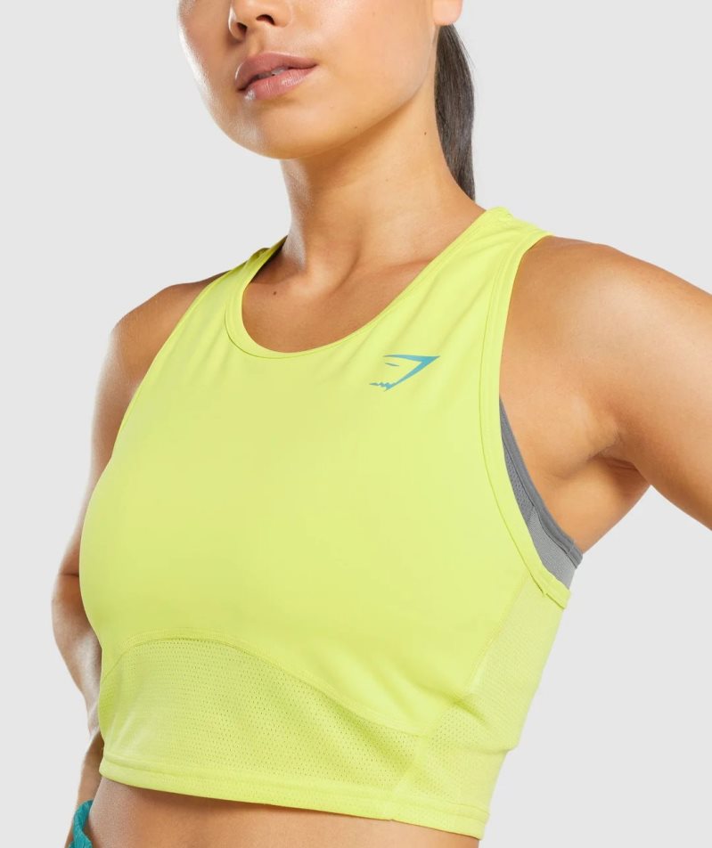 Camiseta Tirantes Gymshark Pulse Crop Mujer Amarillo | ES5130-PX