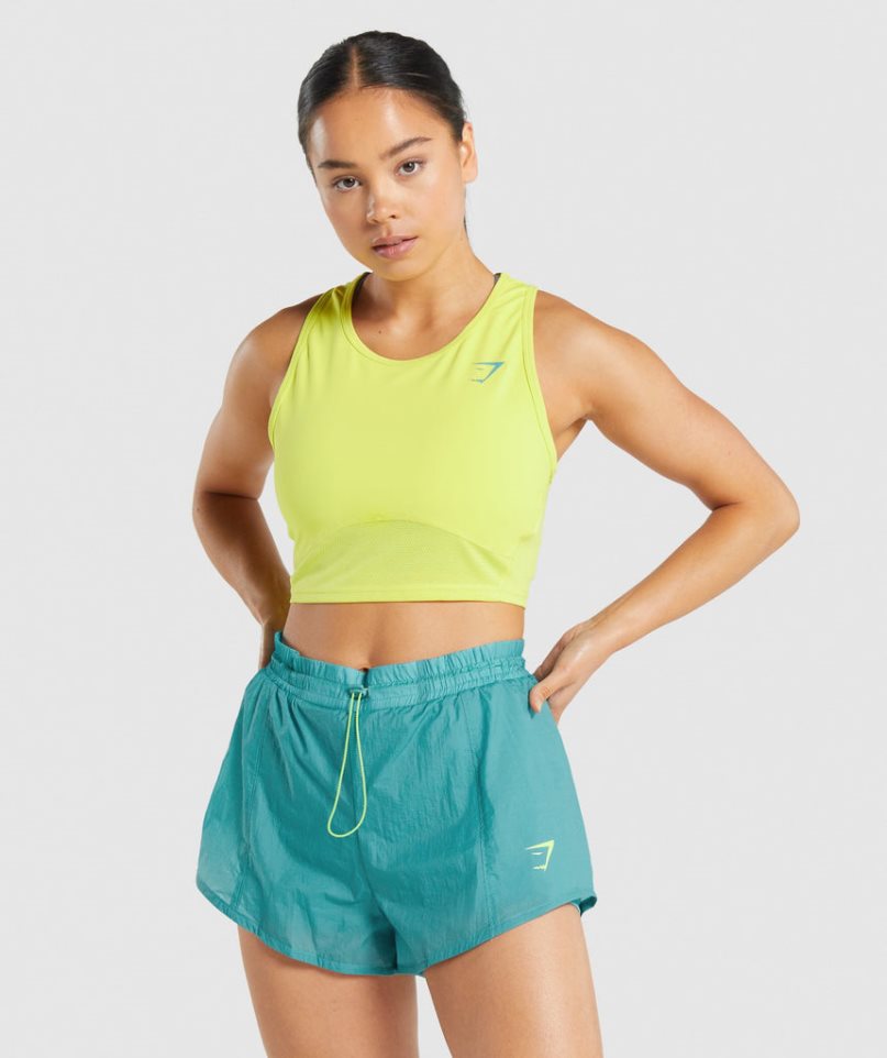 Camiseta Tirantes Gymshark Pulse Crop Mujer Amarillo | ES5130-PX