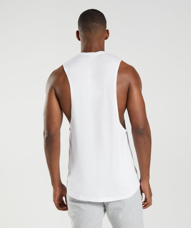 Camiseta Tirantes Gymshark React Drop Arm Hombre Blancas | ES6708-AE