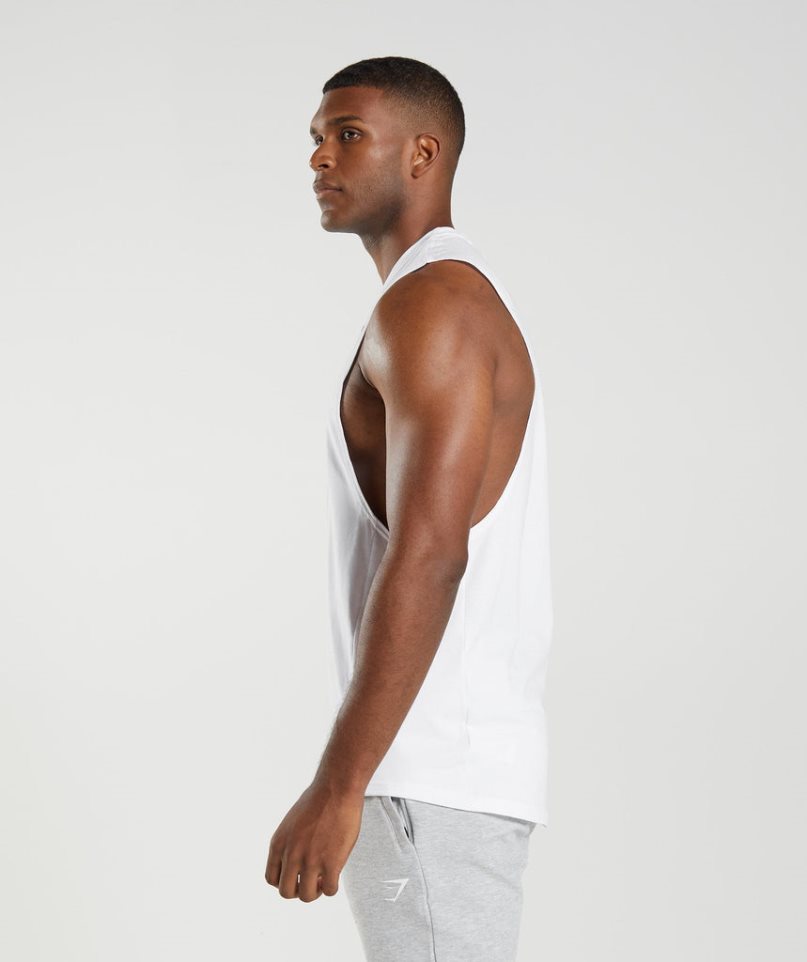 Camiseta Tirantes Gymshark React Drop Arm Hombre Blancas | ES6708-AE