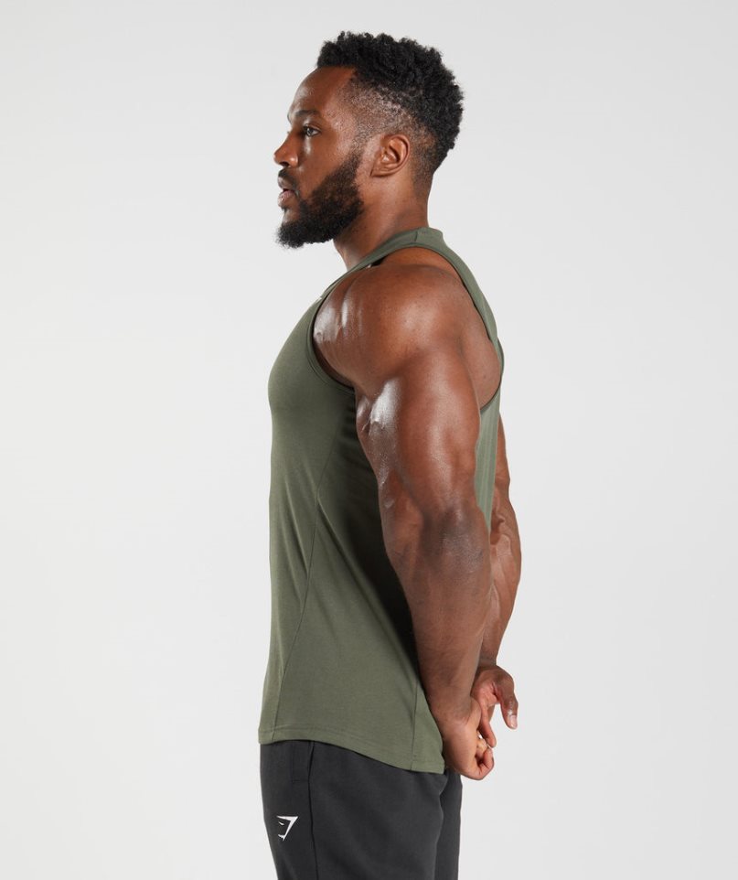 Camiseta Tirantes Gymshark React Hombre Verde Oliva | ES8920-WM