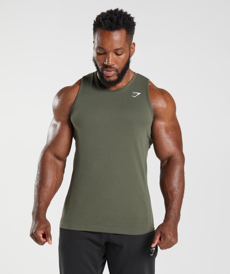 Camiseta Tirantes Gymshark React Hombre Verde Oliva | ES8920-WM