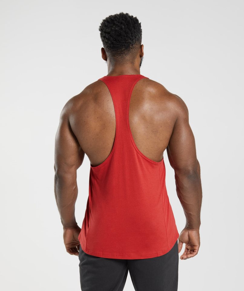 Camiseta Tirantes Gymshark React Stringer Hombre Rojas | ES0328-KN