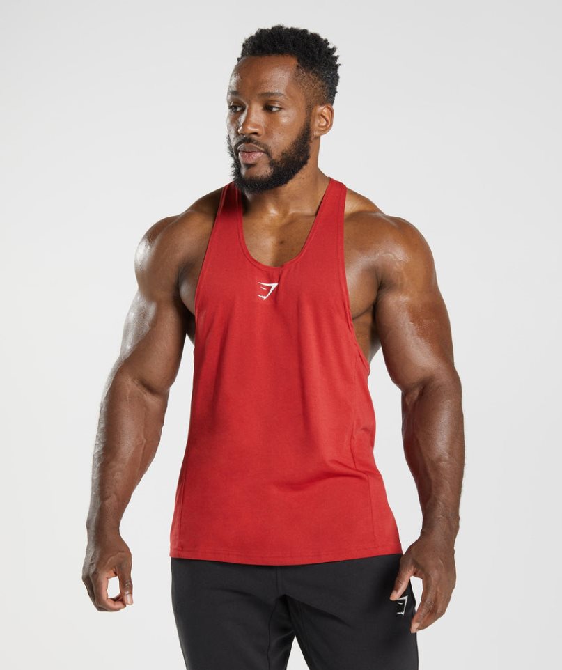 Camiseta Tirantes Gymshark React Stringer Hombre Rojas | ES0328-KN