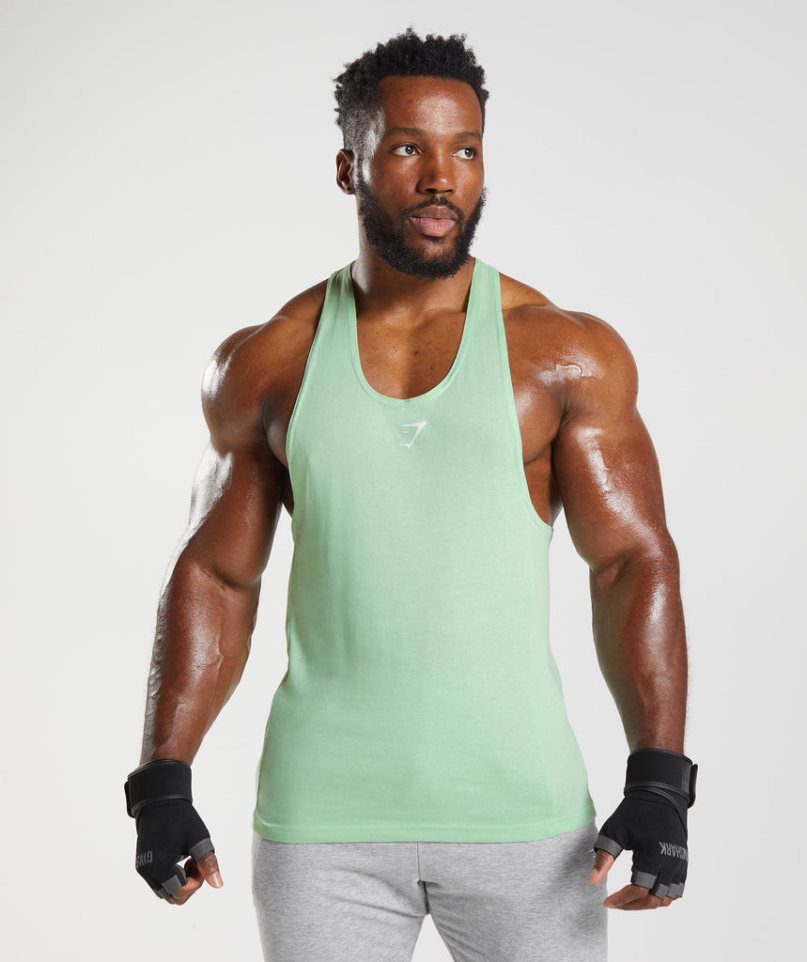 Camiseta Tirantes Gymshark React Stringer Hombre Verde Menta | ES1832-WM