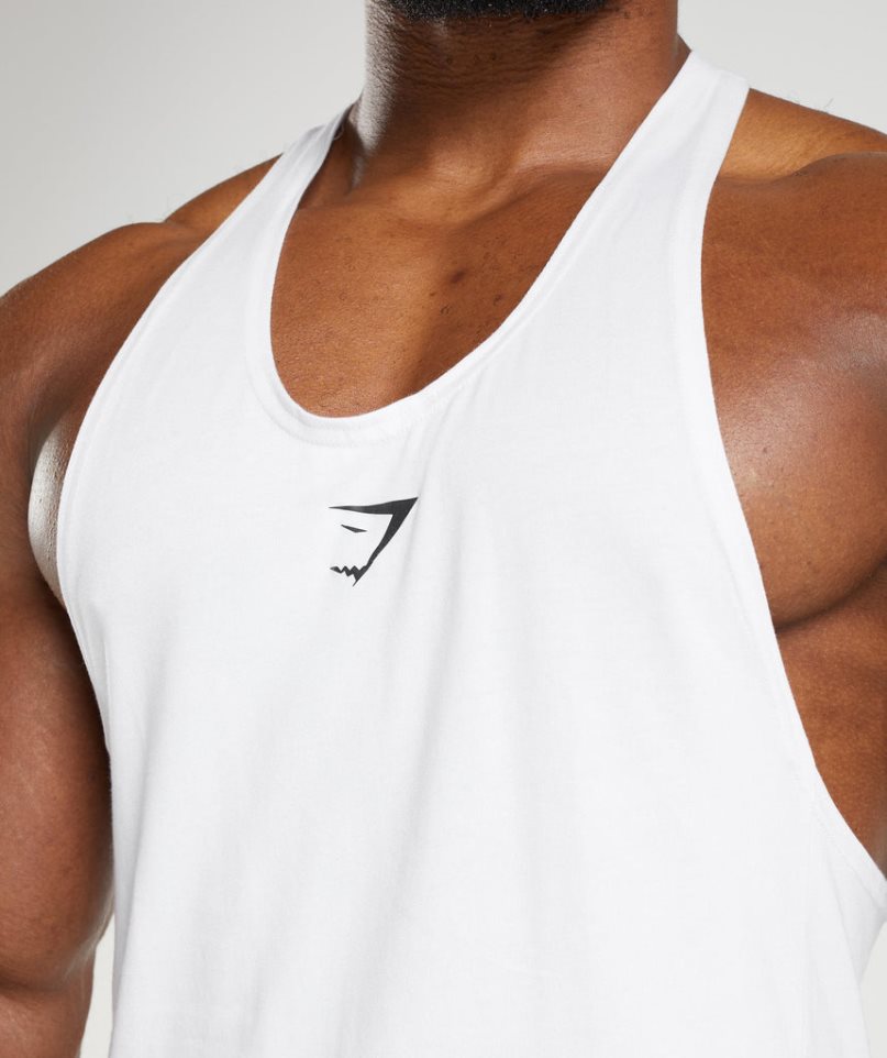 Camiseta Tirantes Gymshark React Stringer Hombre Blancas | ES5682-ZV