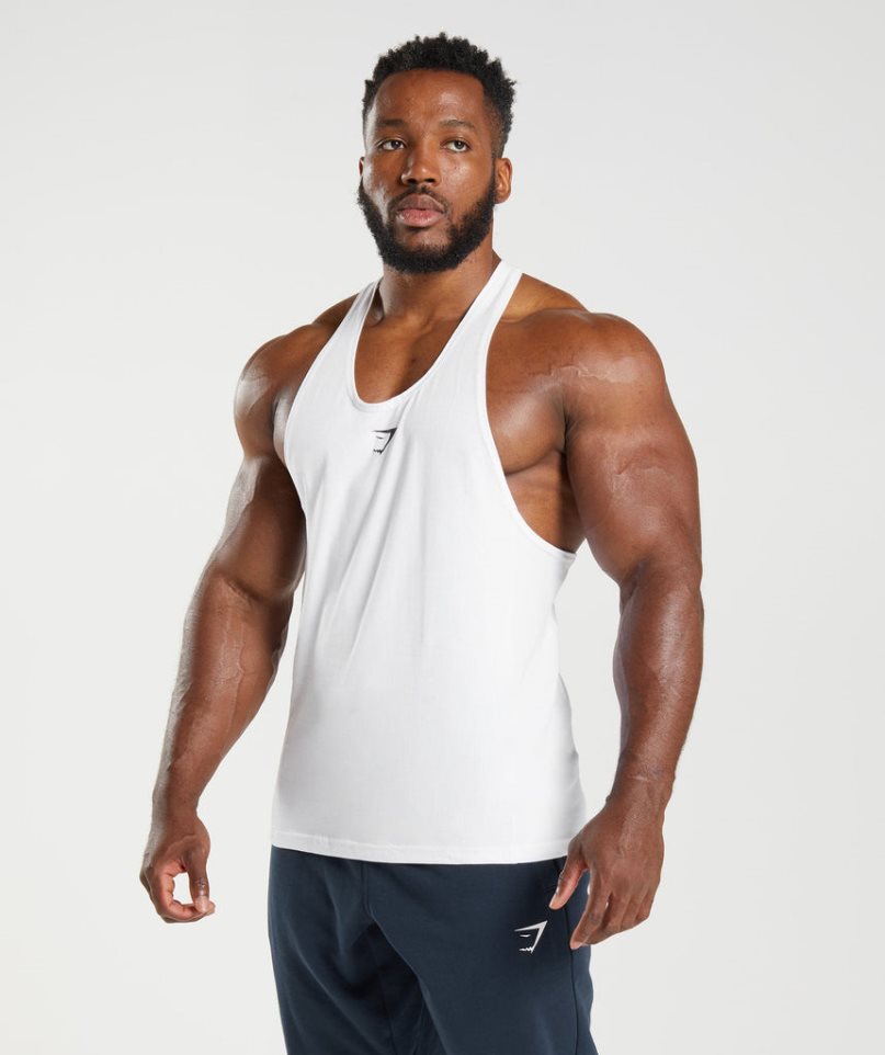 Camiseta Tirantes Gymshark React Stringer Hombre Blancas | ES5682-ZV