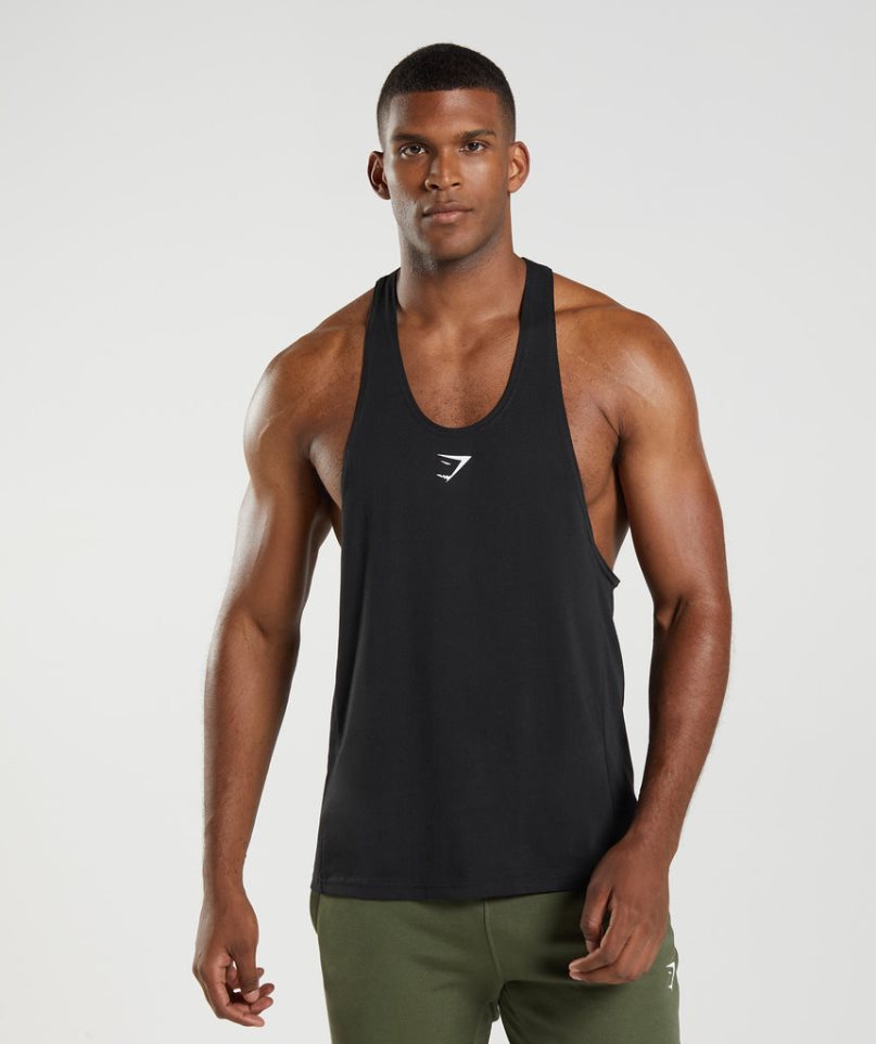 Camiseta Tirantes Gymshark React Stringer Hombre Negras | ES7869-EI