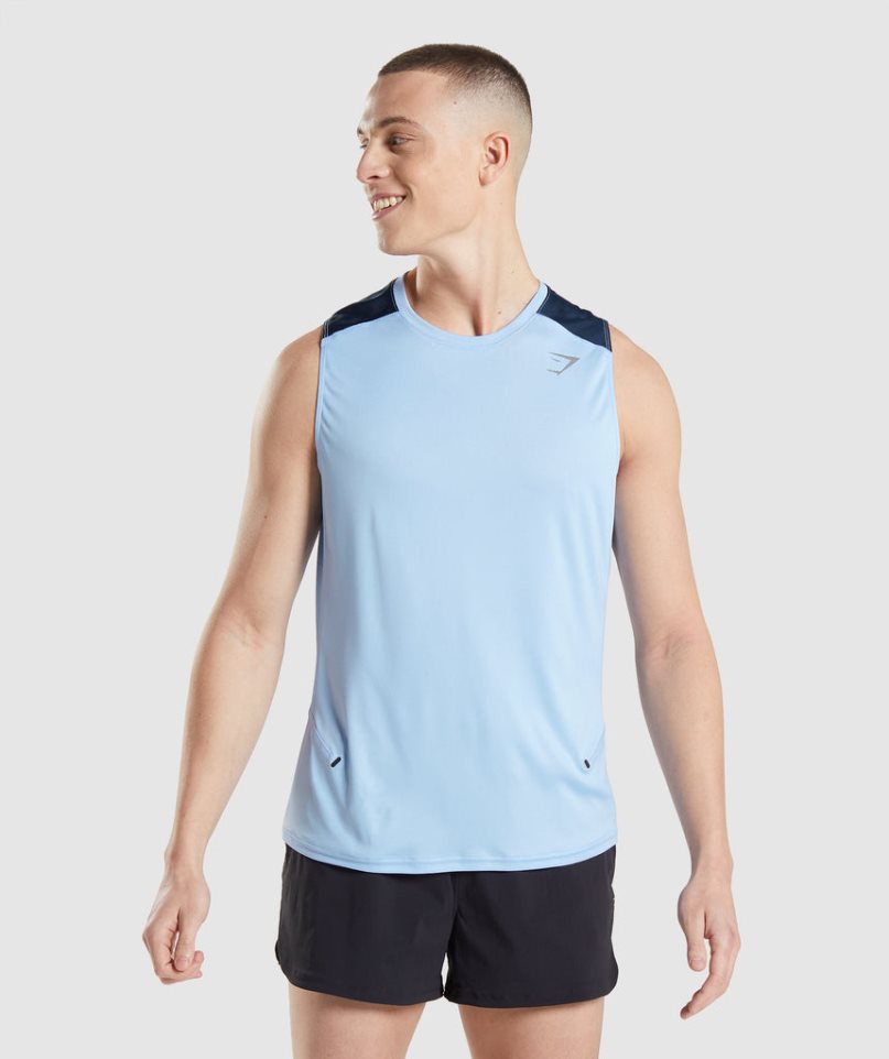 Camiseta Tirantes Gymshark Speed Evolve Hombre Azules | ES6903-OV