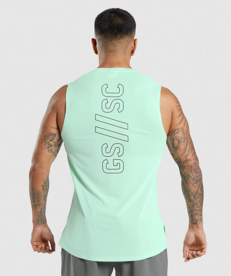 Camiseta Tirantes Gymshark Steve Cook Hombre Verde Menta | ES7856-OQ