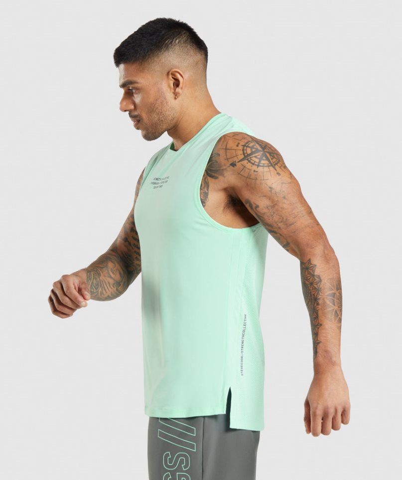 Camiseta Tirantes Gymshark Steve Cook Hombre Verde Menta | ES7856-OQ