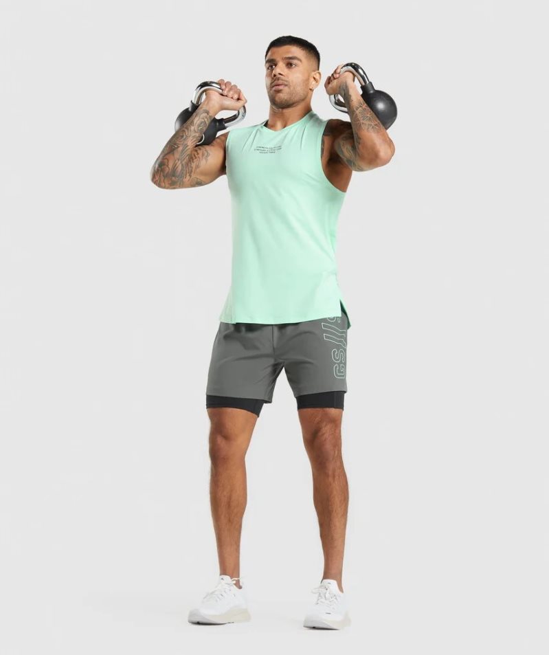 Camiseta Tirantes Gymshark Steve Cook Hombre Verde Menta | ES7856-OQ