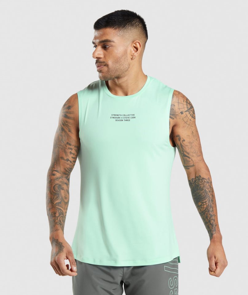 Camiseta Tirantes Gymshark Steve Cook Hombre Verde Menta | ES7856-OQ