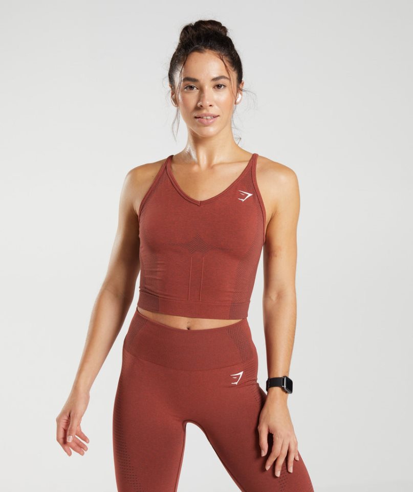 Camiseta Tirantes Gymshark Vital Seamless 2.0 Midi Mujer Rojas Oscuro | ES5972-GC