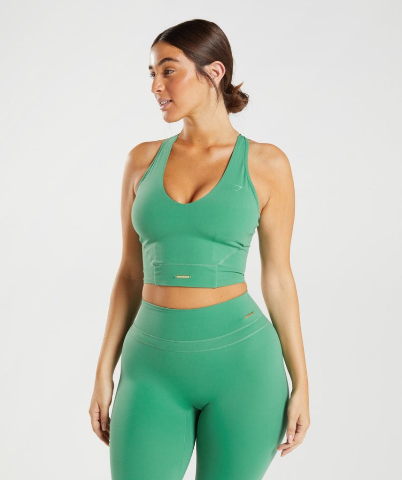 Camiseta Tirantes Gymshark Whitney Crop Mujer Verde | ES3876-DL