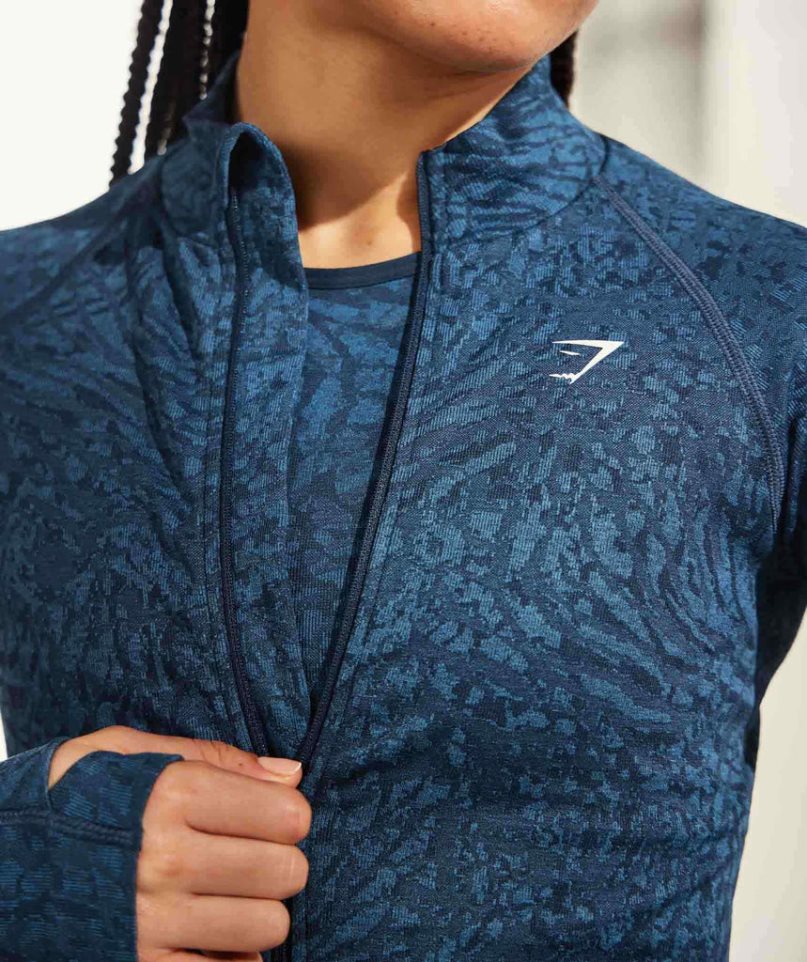 Chaquetas Gymshark Adapt Animal Zip Through Mujer Azul Marino | ES0462-VD