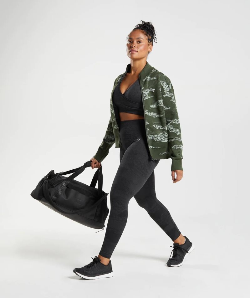 Chaquetas Gymshark Adapt Camo Seamless Pista Mujer Verde Oscuro | ES4051-RY