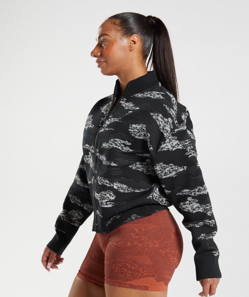 Chaquetas Gymshark Adapt Camo Seamless Pista Mujer Negras | ES8497-EU