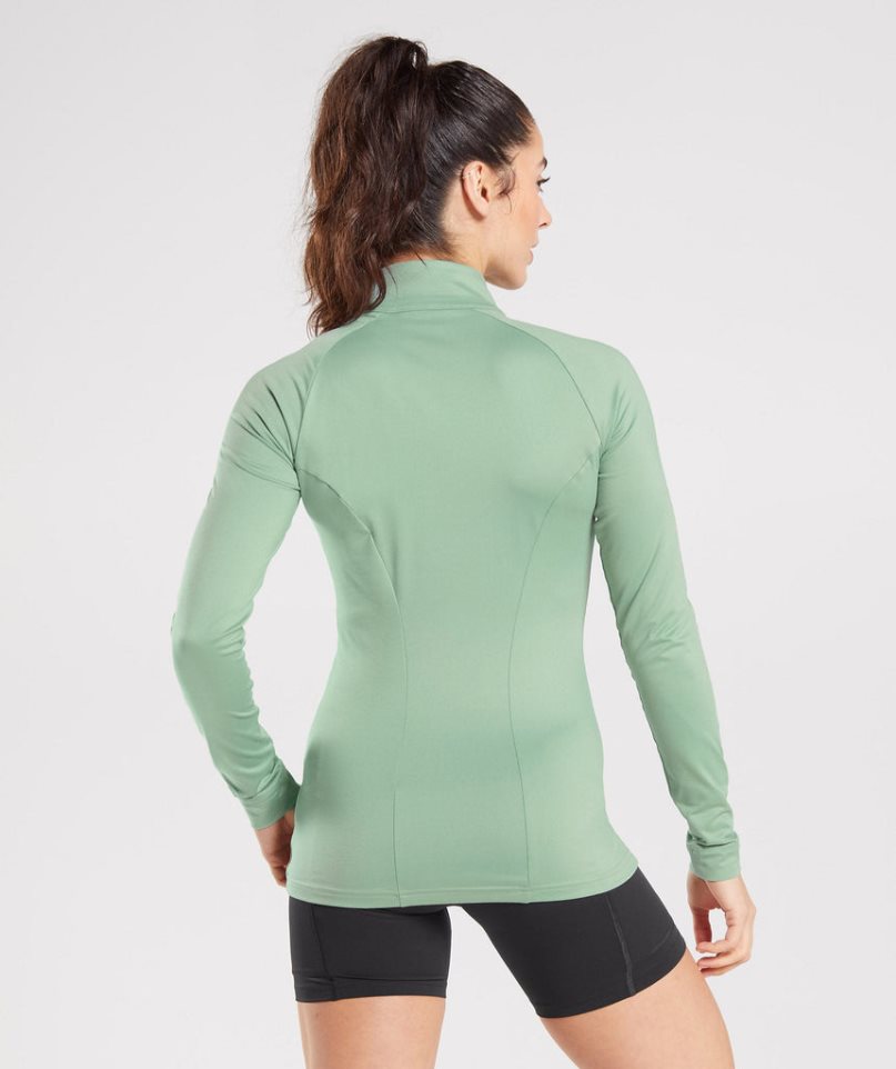 Chaquetas Gymshark Entrenamiento Zip Up Mujer Verde | ES5698-QD