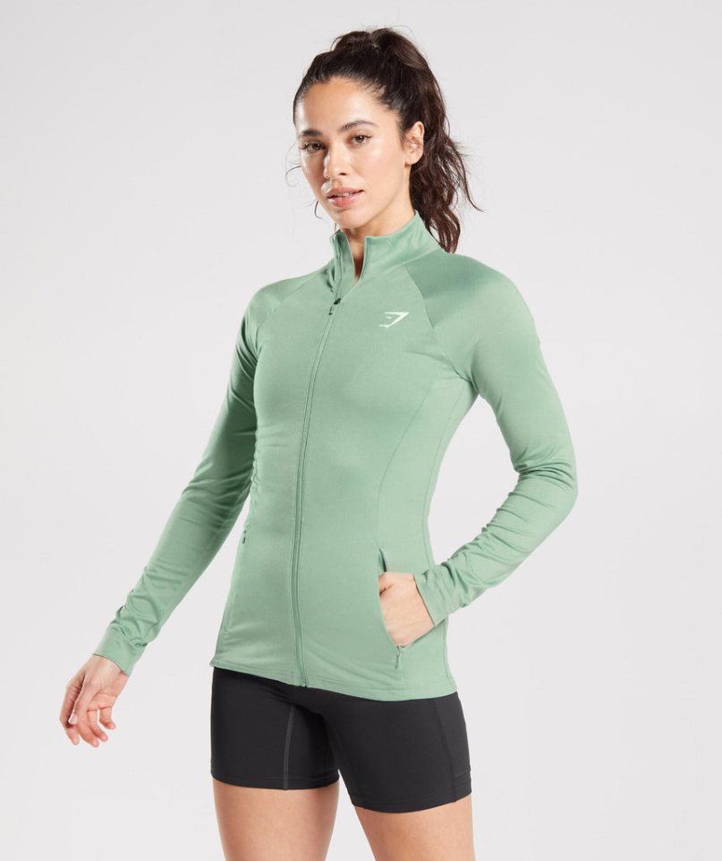 Chaquetas Gymshark Entrenamiento Zip Up Mujer Verde | ES5698-QD