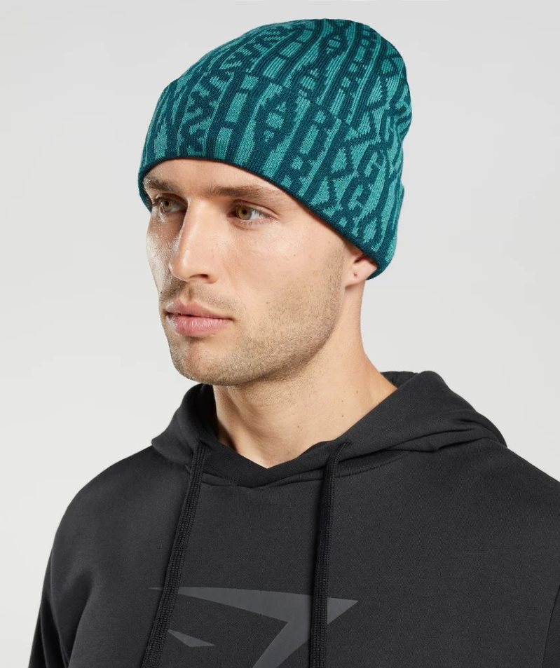 Gorros Gymshark Reversable Jacquard Turquesa | ES1759-FU