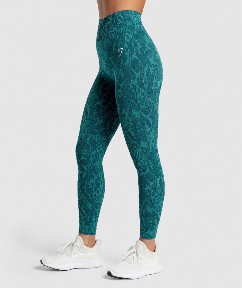 Leggins Gymshark Adapt Animal Seamless Mujer Turquesa | ES0814-SB