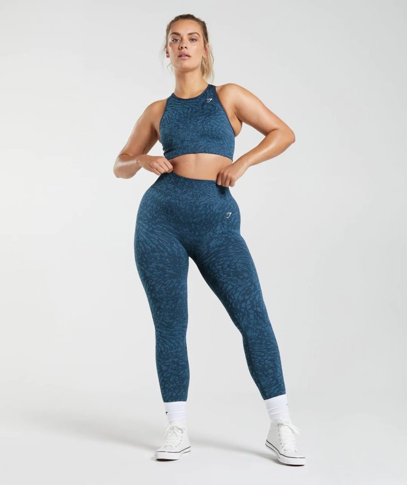 Leggins Gymshark Adapt Animal Seamless Mujer Azul Marino | ES2519-DK