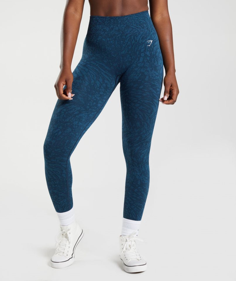 Leggins Gymshark Adapt Animal Seamless Mujer Azul Marino | ES2519-DK