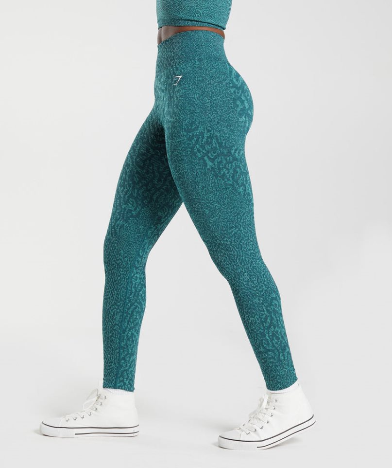 Leggins Gymshark Adapt Animal Seamless Mujer Turquesa | ES3047-SH