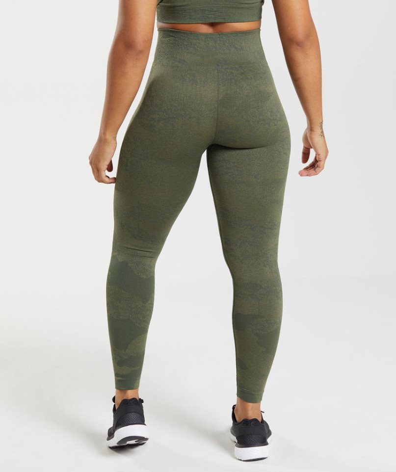 Leggins Gymshark Adapt Camo Seamless Mujer Verde Oliva | ES7349-JK