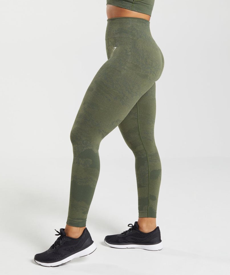 Leggins Gymshark Adapt Camo Seamless Mujer Verde Oliva | ES7349-JK