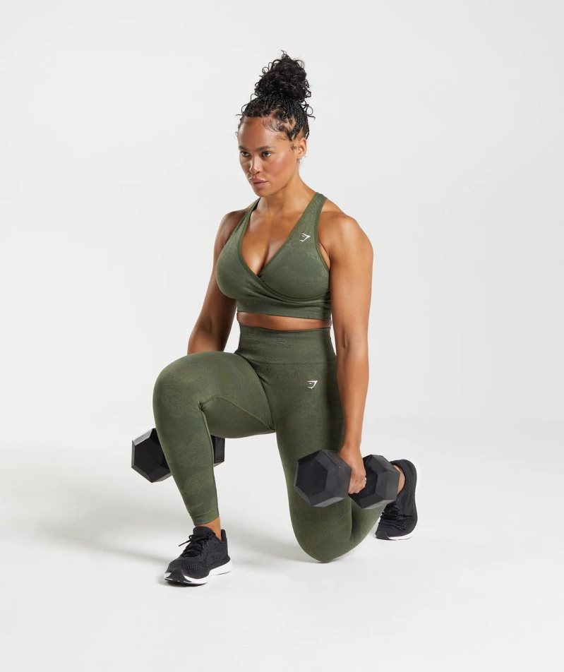 Leggins Gymshark Adapt Camo Seamless Mujer Verde Oliva | ES7349-JK