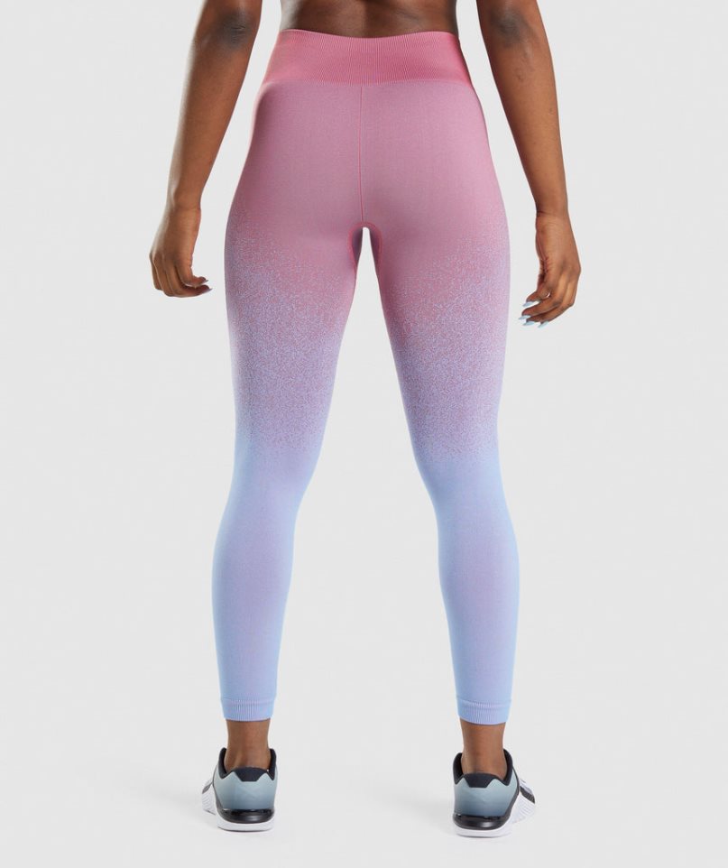 Leggins Gymshark Adapt Ombre Seamless Mujer Rosas Azules Claro | ES6053-OQ