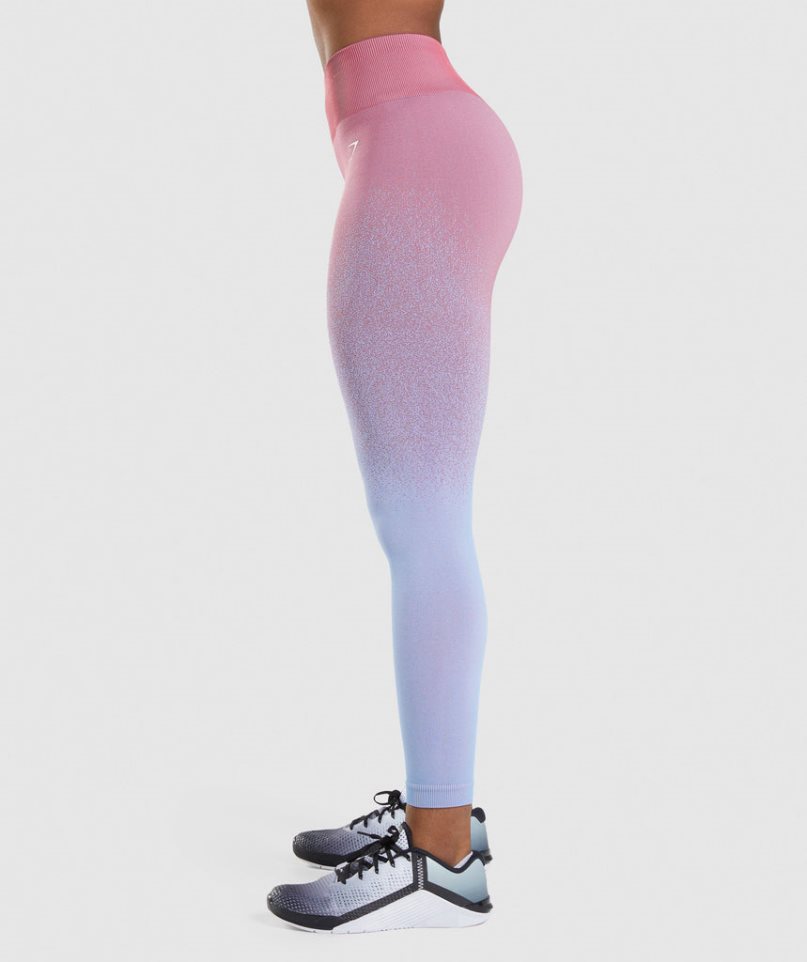 Leggins Gymshark Adapt Ombre Seamless Mujer Rosas Azules Claro | ES6053-OQ