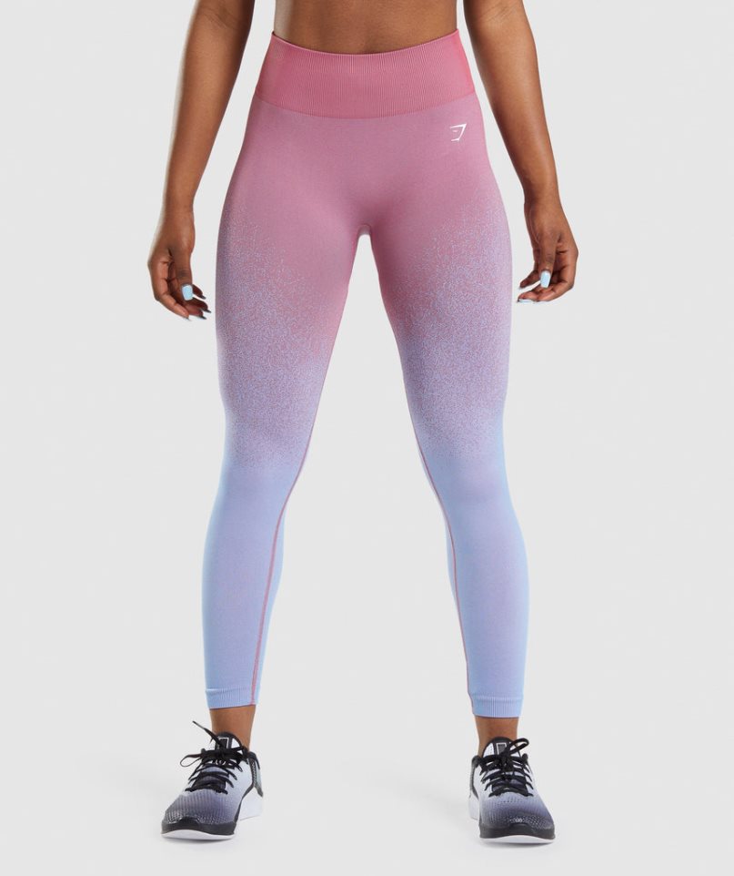 Leggins Gymshark Adapt Ombre Seamless Mujer Rosas Azules Claro | ES6053-OQ