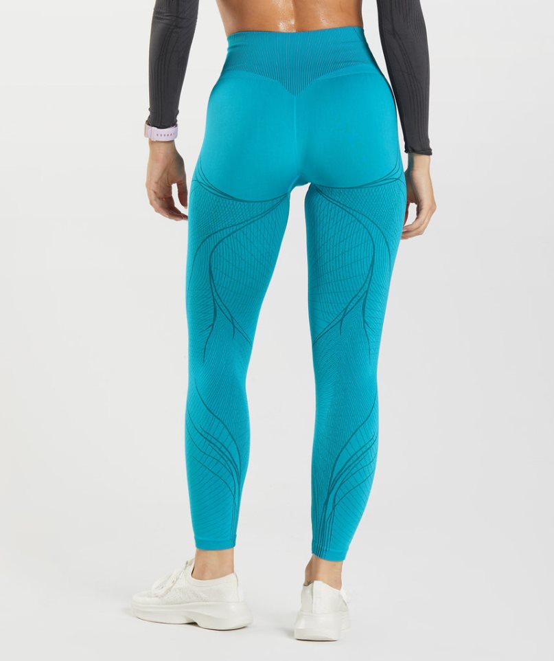 Leggins Gymshark Apex Seamless Mujer Turquesa | ES2138-FP