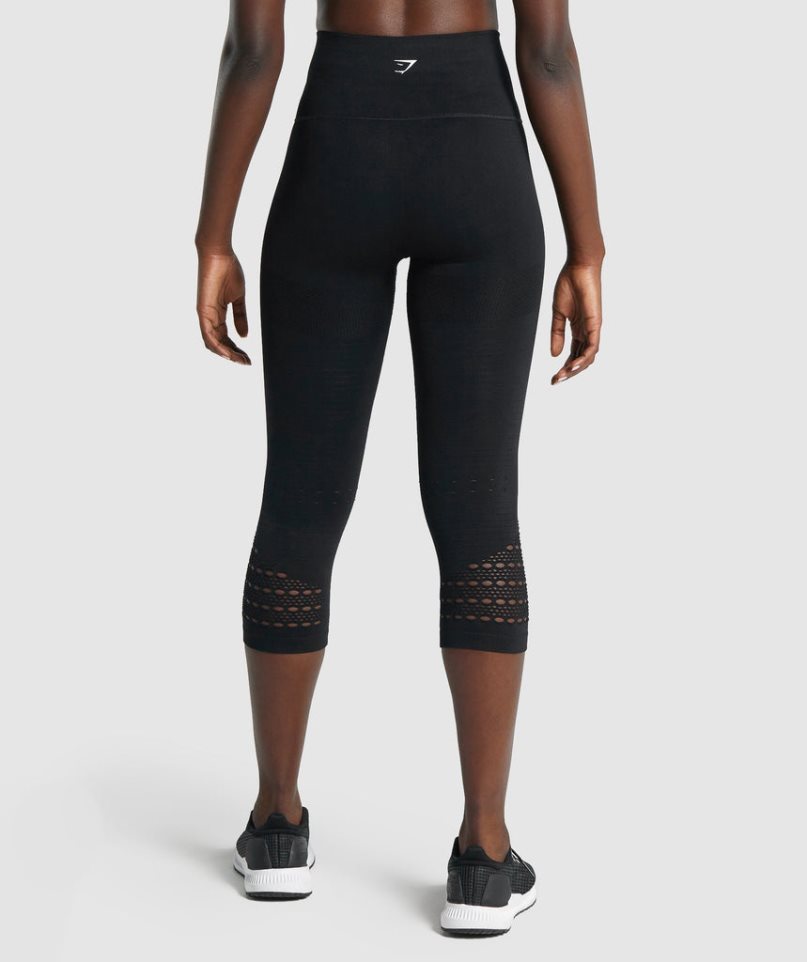 Leggins Gymshark Energy Seamless Cropped Mujer Negras | ES4123-AL