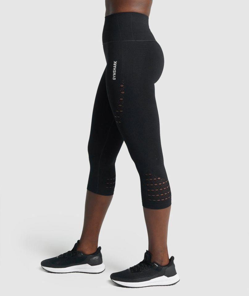 Leggins Gymshark Energy Seamless Cropped Mujer Negras | ES4123-AL